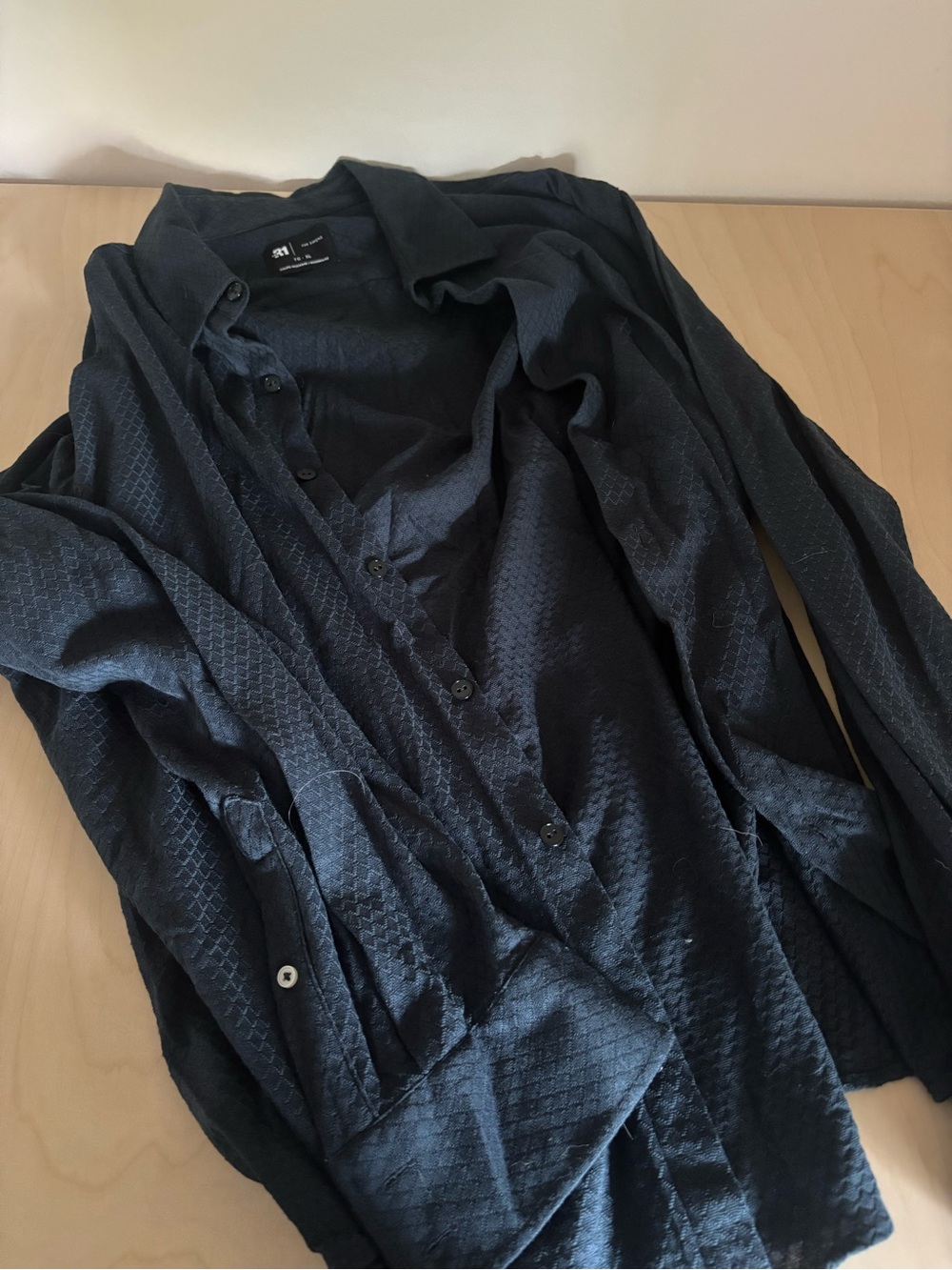 Men's Textured navy Button-Up Shirt Jacket